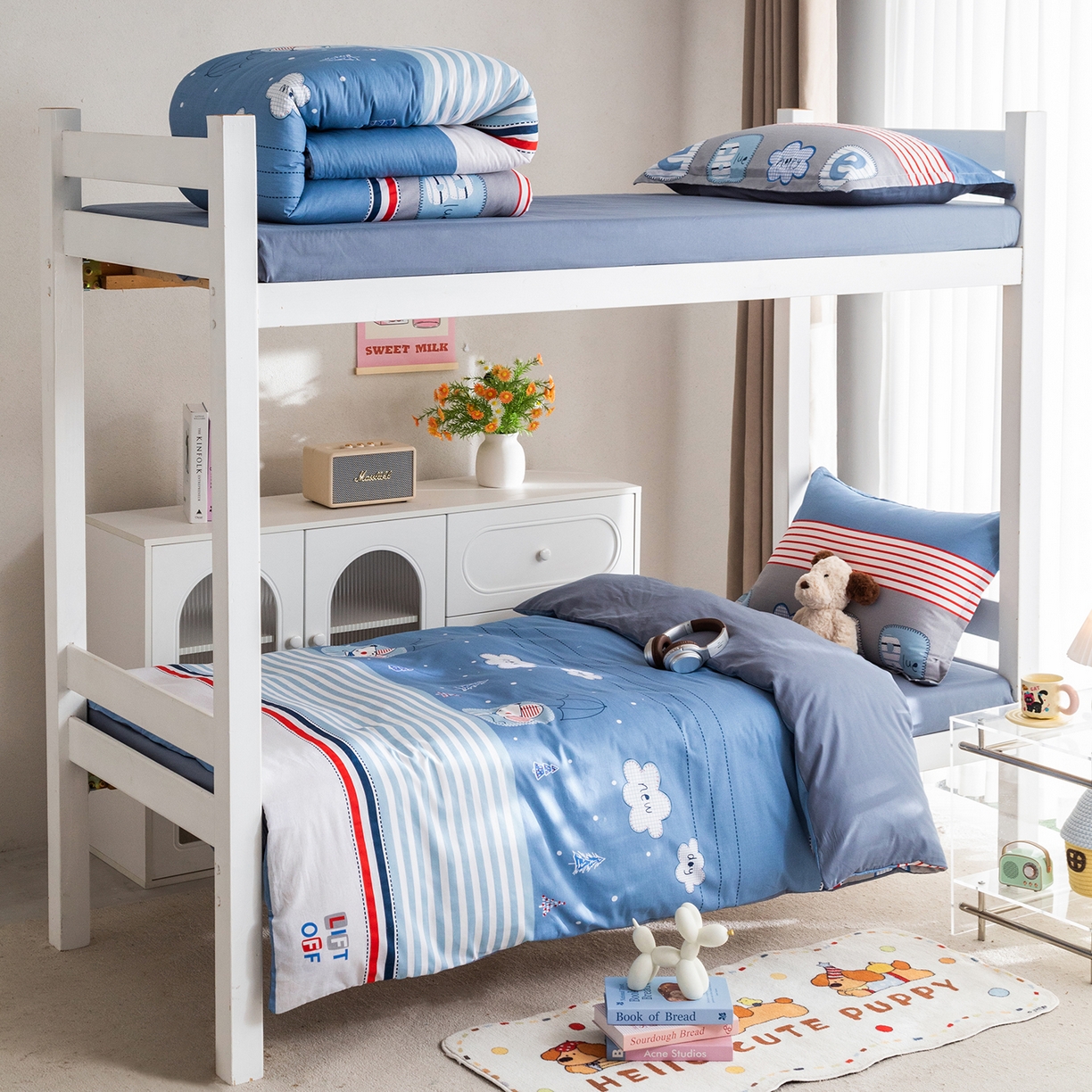 91家纺网 家纺一手货源 找家纺 梦纤绒 2026春夏新款全棉纯棉印花学生宿舍三件套 棉织格语