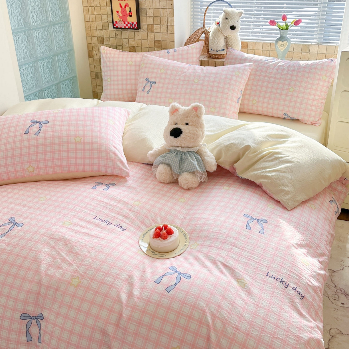 91家纺网 家纺一手货源 找家纺 川悦生活 2026新款云感双层纱木棉四件套 奶油可盐