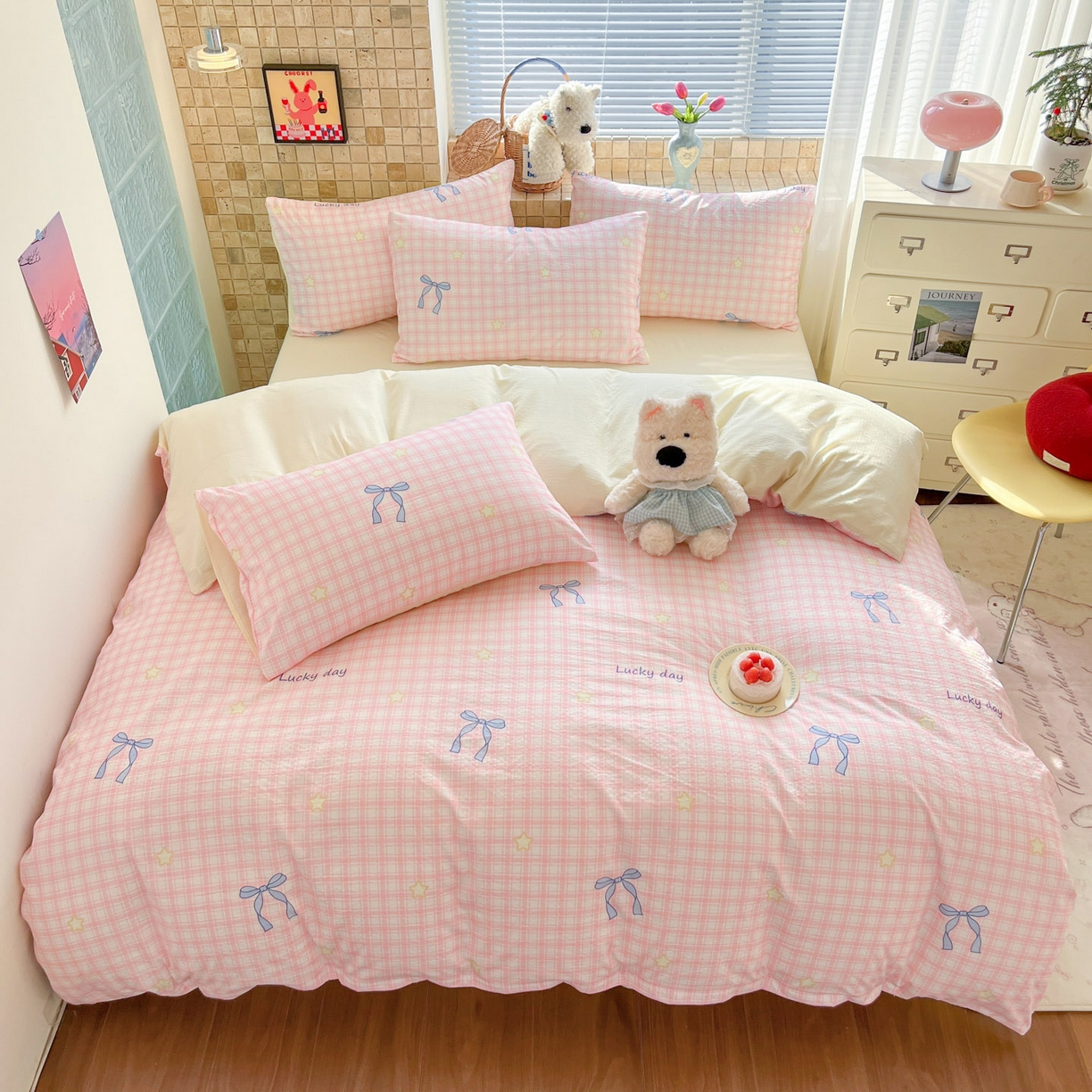 91家纺网 家纺一手货源 找家纺 川悦生活 2026新款云感双层纱木棉四件套 奶油可盐