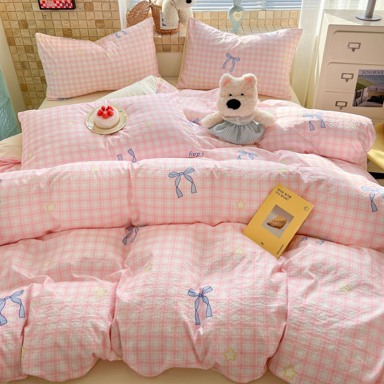 91家纺网 家纺一手货源 找家纺 川悦生活 2026新款云感双层纱木棉四件套 奶油可盐