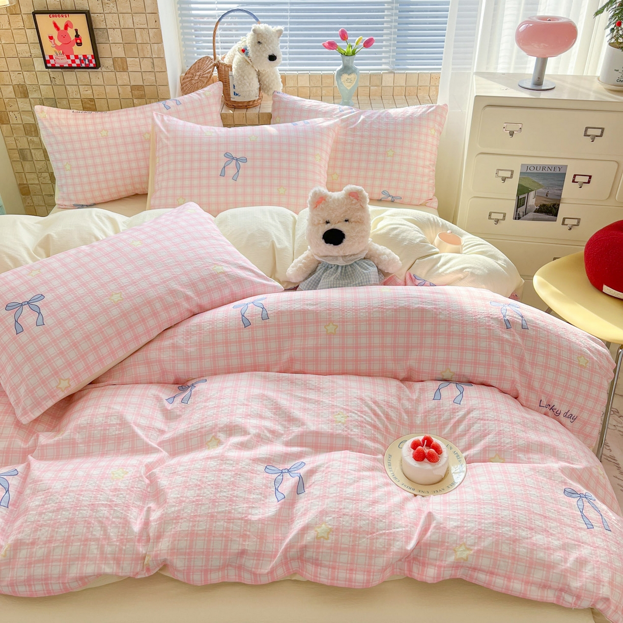 91家纺网 家纺一手货源 找家纺 川悦生活 2026新款云感双层纱木棉四件套 奶油可盐