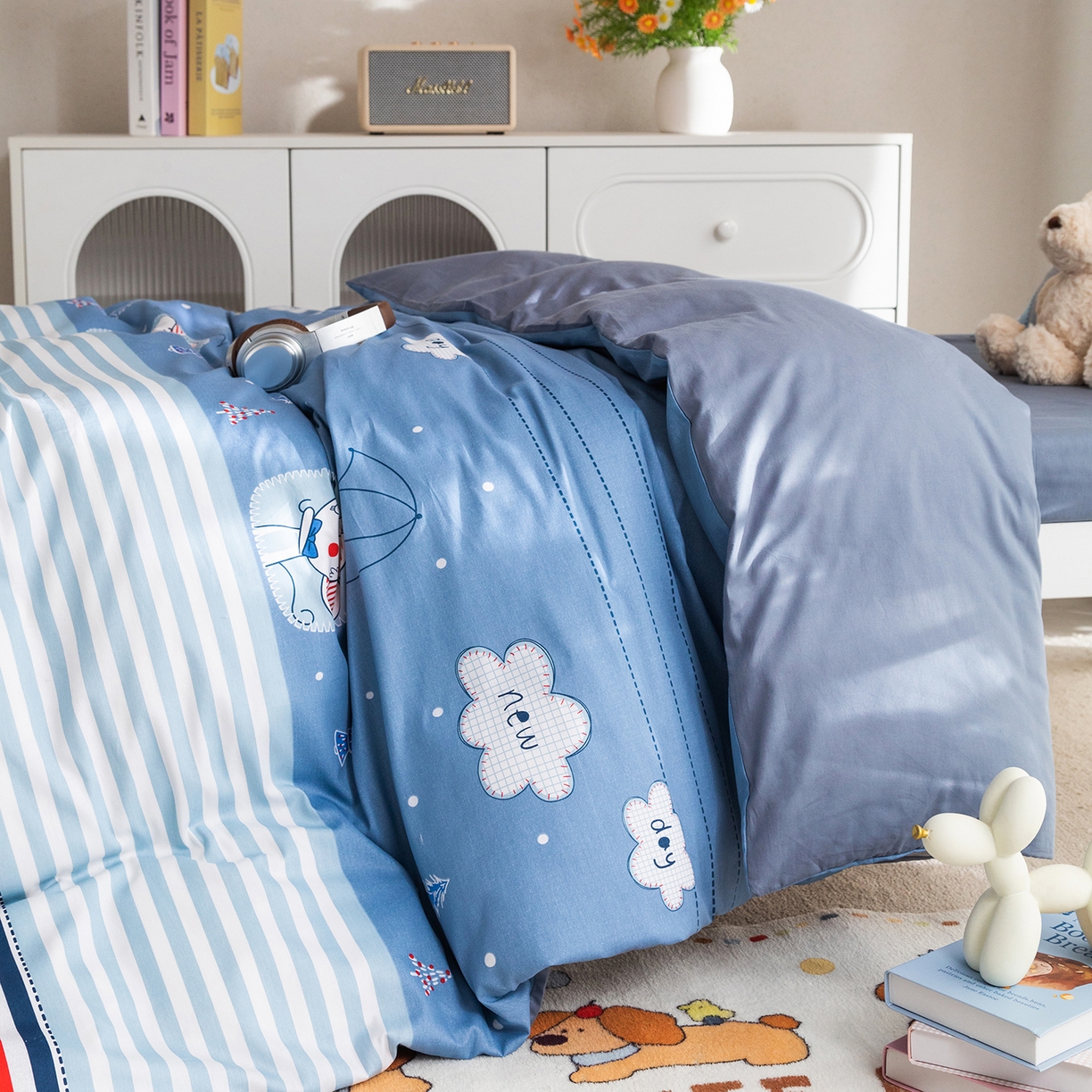 91家纺网 家纺一手货源 找家纺 梦纤绒 2026春夏新款全棉纯棉印花学生宿舍三件套 棉织格语