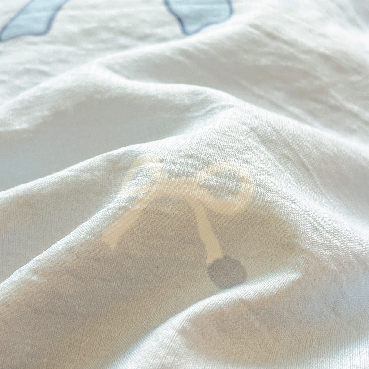 91家纺网 家纺一手货源 找家纺 川悦生活 2026新款云感双层纱木棉四件套 海盐小咪