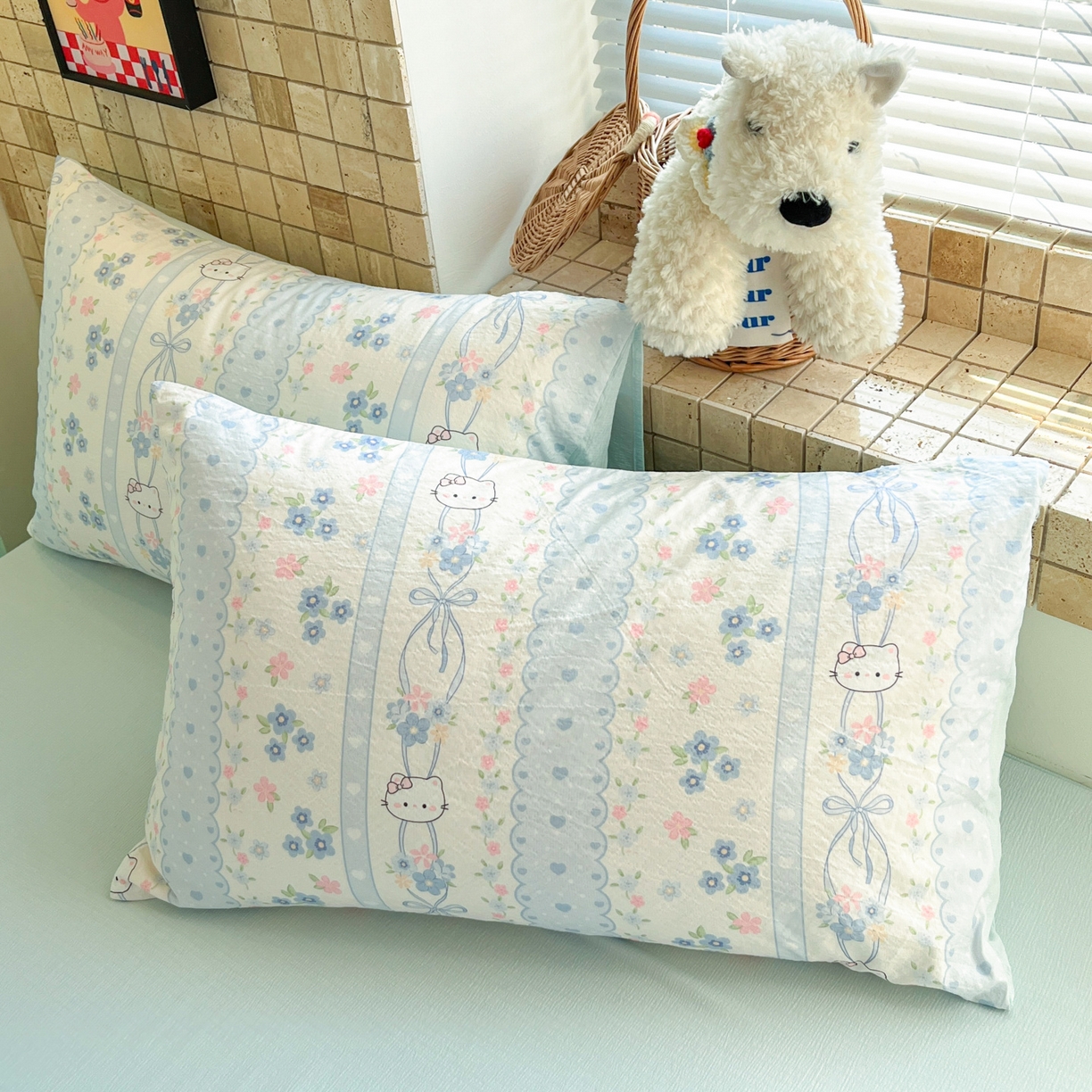 91家纺网 家纺一手货源 找家纺 川悦生活 2026新款云感双层纱木棉四件套 花艺喵喵