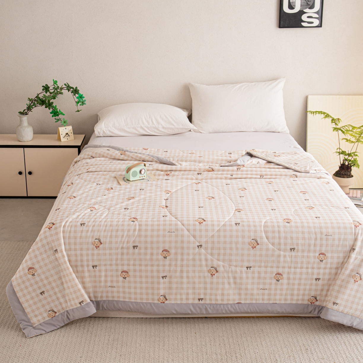 91家纺网 家纺一手货源 找家纺 亿莱鑫 2026新款手包边凉感抗菌夏凉被空调被 可爱小熊