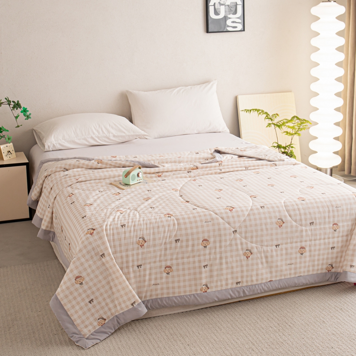 91家纺网 家纺一手货源 找家纺 亿莱鑫 2026新款手包边凉感抗菌夏凉被空调被 可爱小熊