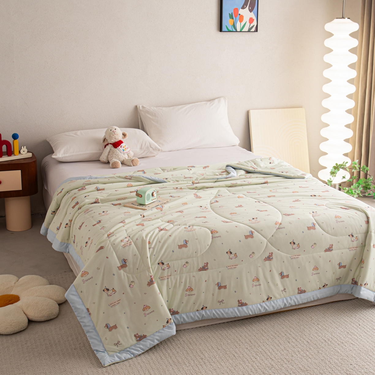 91家纺网 家纺一手货源 找家纺 亿莱鑫 2026新款手包边凉感抗菌夏凉被空调被 萌宠乐园