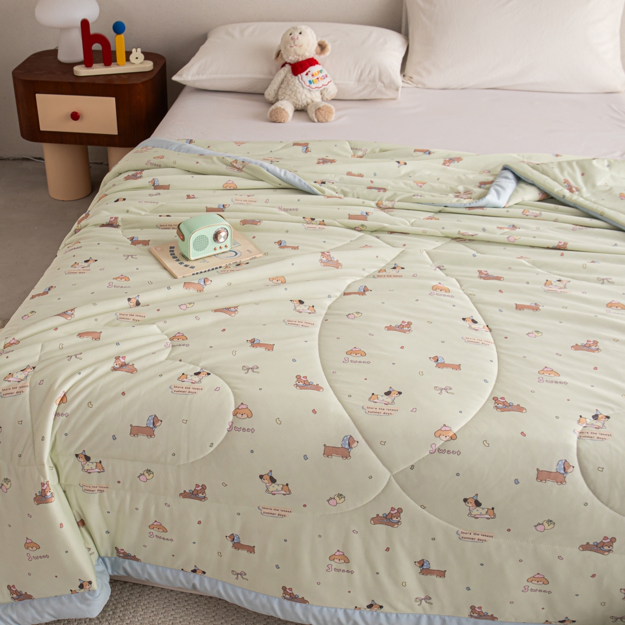 91家纺网 家纺一手货源 找家纺 亿莱鑫 2026新款手包边凉感抗菌夏凉被空调被 萌宠乐园