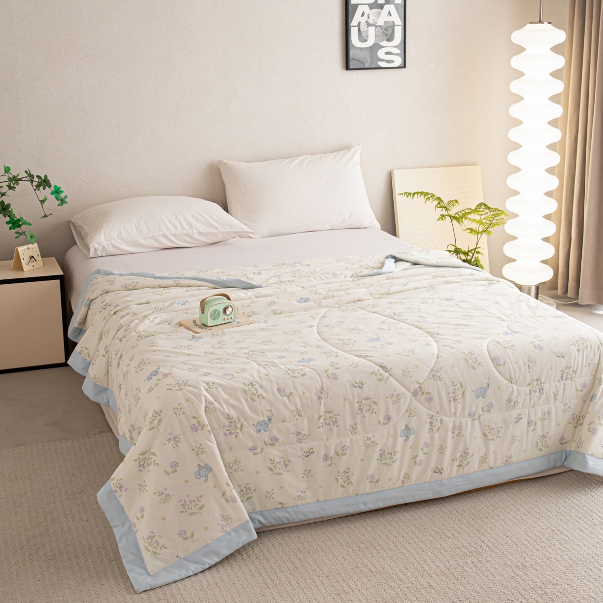 91家纺网 家纺一手货源 找家纺 亿莱鑫 2026新款手包边凉感抗菌夏凉被空调被 萌萌小象