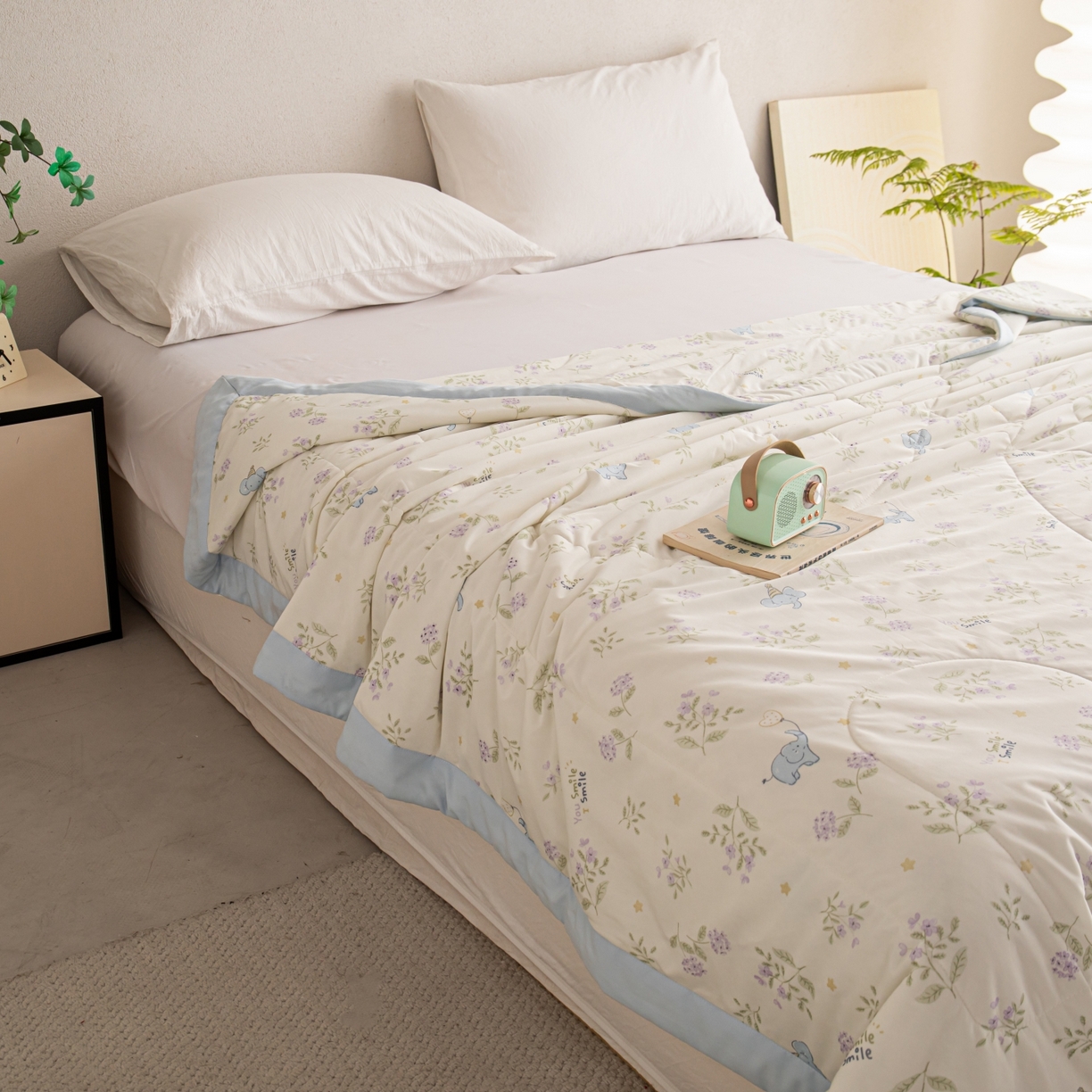 91家纺网 家纺一手货源 找家纺 亿莱鑫 2026新款手包边凉感抗菌夏凉被空调被 萌萌小象