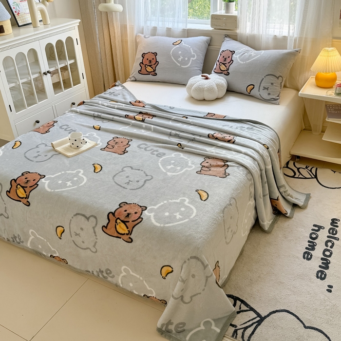 91家纺网 家纺一手货源 找家纺 （总）宅部落 2026新款亲肤舒适牛奶绒印花毛毯毯子300克云貂绒盖毯毯子