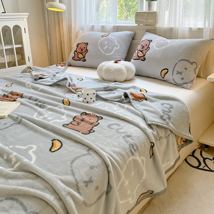 91家纺网 家纺一手货源 找家纺 （总）宅部落 2026新款亲肤舒适牛奶绒印花毛毯毯子300克云貂绒盖毯毯子