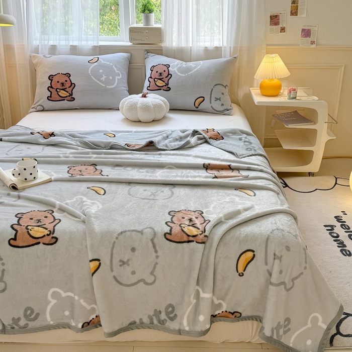 91家纺网 家纺一手货源 找家纺 （总）宅部落 2026新款亲肤舒适牛奶绒印花毛毯毯子300克云貂绒盖毯毯子