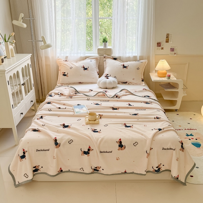 91家纺网 家纺一手货源 找家纺 （总）宅部落 2026新款亲肤舒适牛奶绒印花毛毯毯子300克云貂绒盖毯毯子