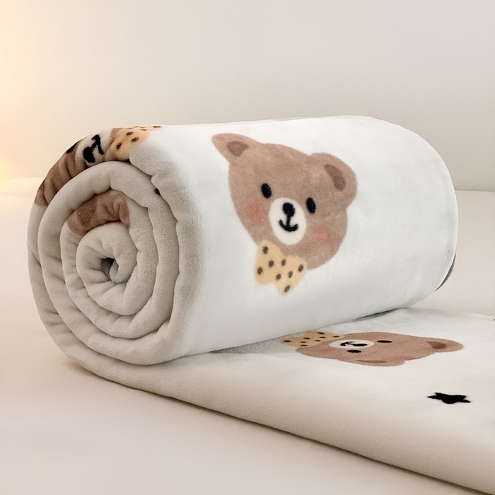 91家纺网 家纺一手货源 找家纺 宅部落 2026新款亲肤舒适牛奶绒印花毛毯毯子300克云貂绒盖毯毯子 熊的脚印