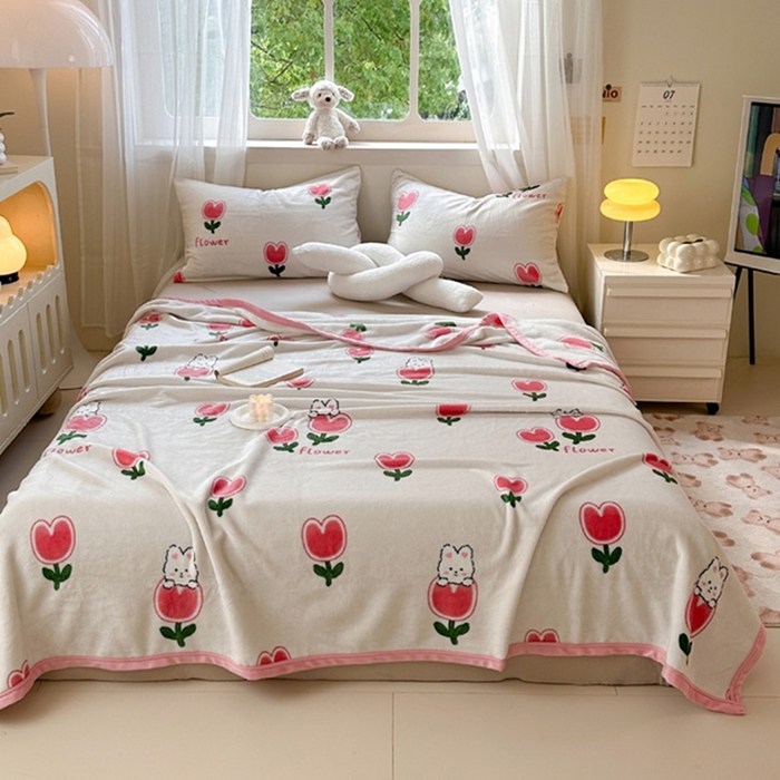 91家纺网 家纺一手货源 找家纺 （总）宅部落 2026新款亲肤舒适牛奶绒印花毛毯毯子300克云貂绒盖毯毯子