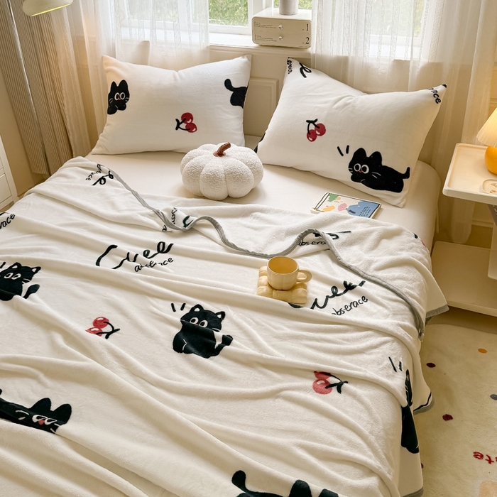 91家纺网 家纺一手货源 找家纺 宅部落 2026新款亲肤舒适牛奶绒印花毛毯毯子300克云貂绒盖毯毯子 休闲喵喵