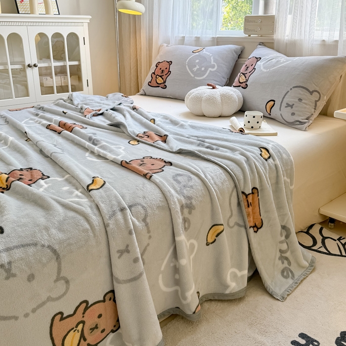 91家纺网 家纺一手货源 找家纺 宅部落 2026新款亲肤舒适牛奶绒印花毛毯毯子300克云貂绒盖毯毯子 卡皮巴拉