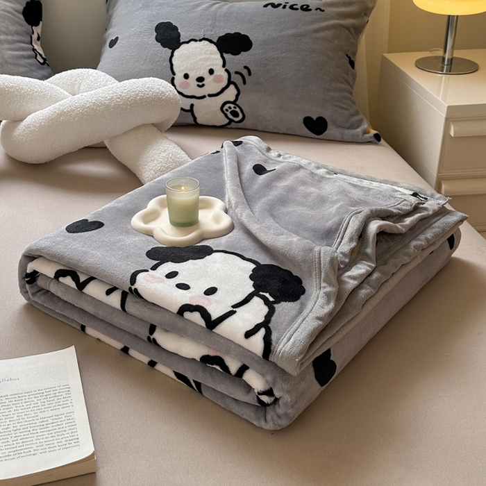 91家纺网 家纺一手货源 找家纺 宅部落 2026新款亲肤舒适牛奶绒印花毛毯毯子300克云貂绒盖毯毯子 快乐小汪汪