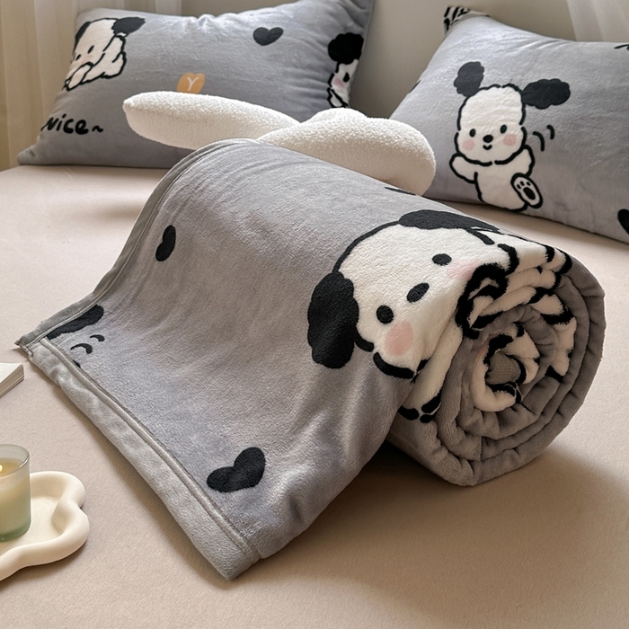 91家纺网 家纺一手货源 找家纺 宅部落 2026新款亲肤舒适牛奶绒印花毛毯毯子300克云貂绒盖毯毯子 快乐小汪汪