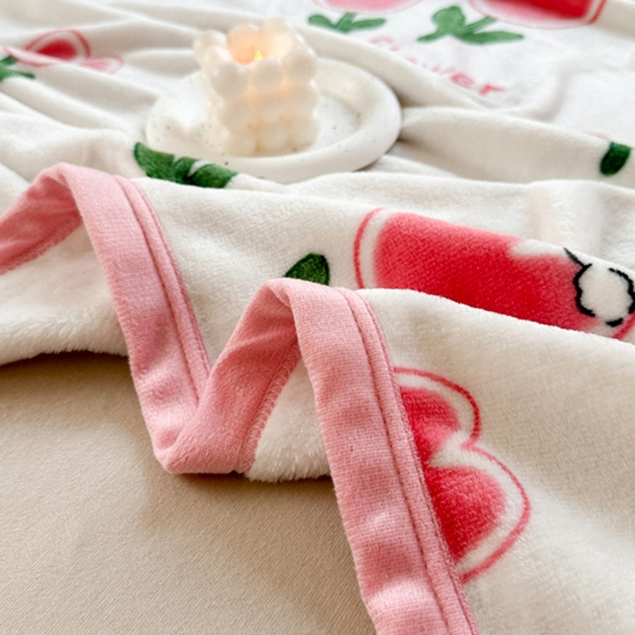 91家纺网 家纺一手货源 找家纺 宅部落 2026新款亲肤舒适牛奶绒印花毛毯毯子300克云貂绒盖毯毯子 郁金香小免