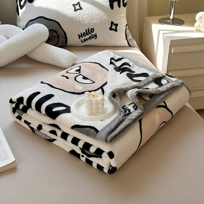 91家纺网 家纺一手货源 找家纺 宅部落 2026新款亲肤舒适牛奶绒印花毛毯毯子300克云貂绒盖毯毯子 愤怒的小煤球