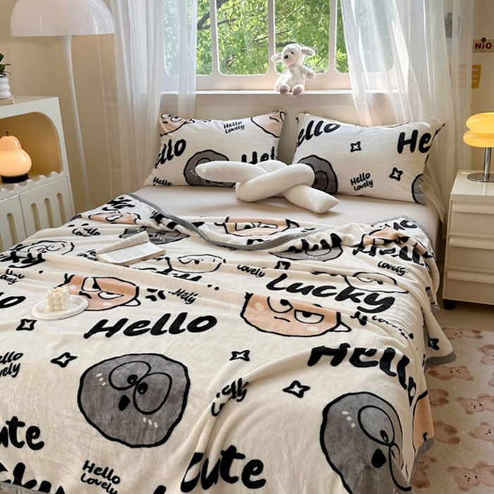 91家纺网 家纺一手货源 找家纺 宅部落 2026新款亲肤舒适牛奶绒印花毛毯毯子300克云貂绒盖毯毯子 愤怒的小煤球