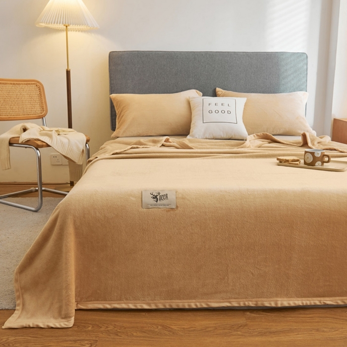 91家纺网 家纺一手货源 找家纺 （总）宅部落 2026新款云貂绒纯色毯子300克毛毯法莱绒盖毯牛奶绒毛毯