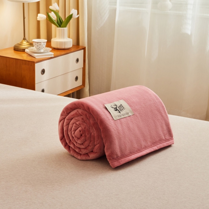 91家纺网 家纺一手货源 找家纺 宅部落 2026新款云貂绒纯色毯子300克毛毯法莱绒盖毯牛奶绒毛毯 豆沙