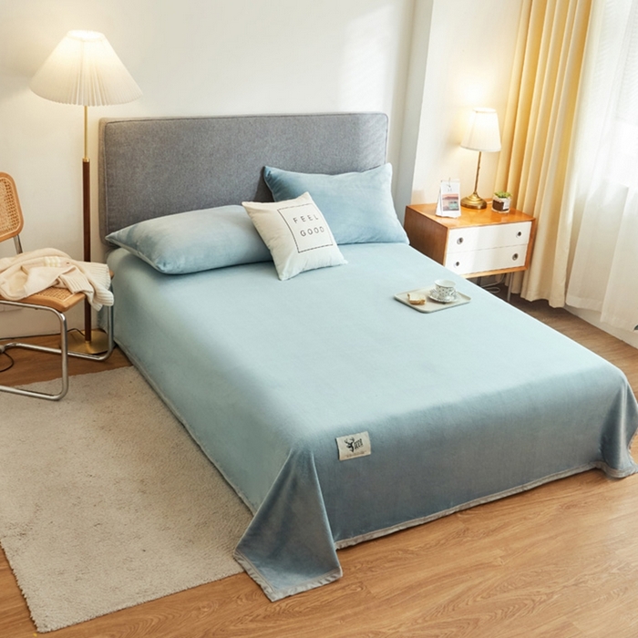 91家纺网 家纺一手货源 找家纺 宅部落 2026新款云貂绒纯色毯子300克毛毯法莱绒盖毯牛奶绒毛毯 深蓝