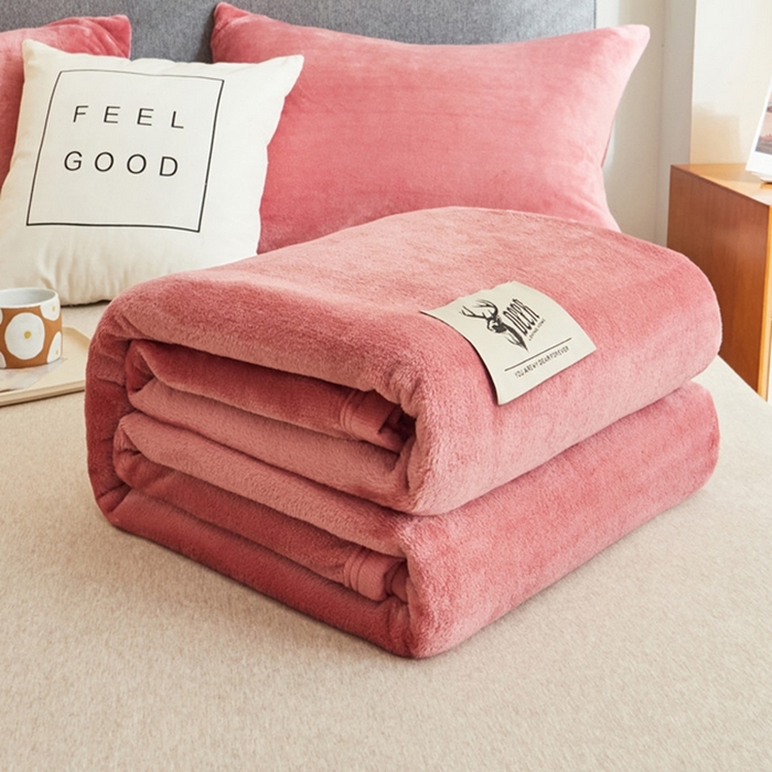 91家纺网 家纺一手货源 找家纺 宅部落 2026新款云貂绒纯色毯子300克毛毯法莱绒盖毯牛奶绒毛毯 豆沙