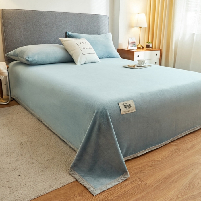 91家纺网 家纺一手货源 找家纺 宅部落 2026新款云貂绒纯色毯子300克毛毯法莱绒盖毯牛奶绒毛毯 深蓝