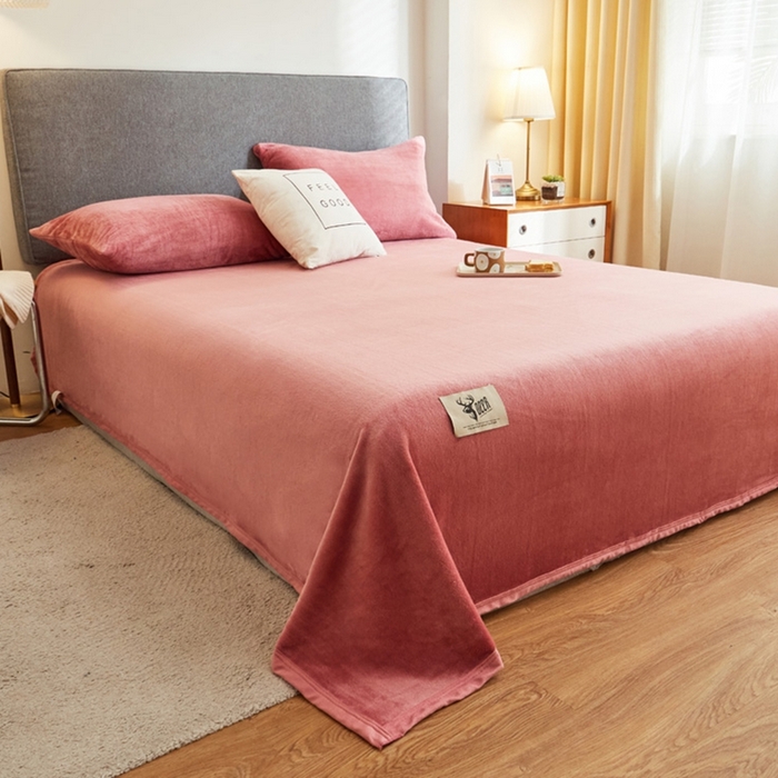 91家纺网 家纺一手货源 找家纺 宅部落 2026新款云貂绒纯色毯子300克毛毯法莱绒盖毯牛奶绒毛毯 豆沙