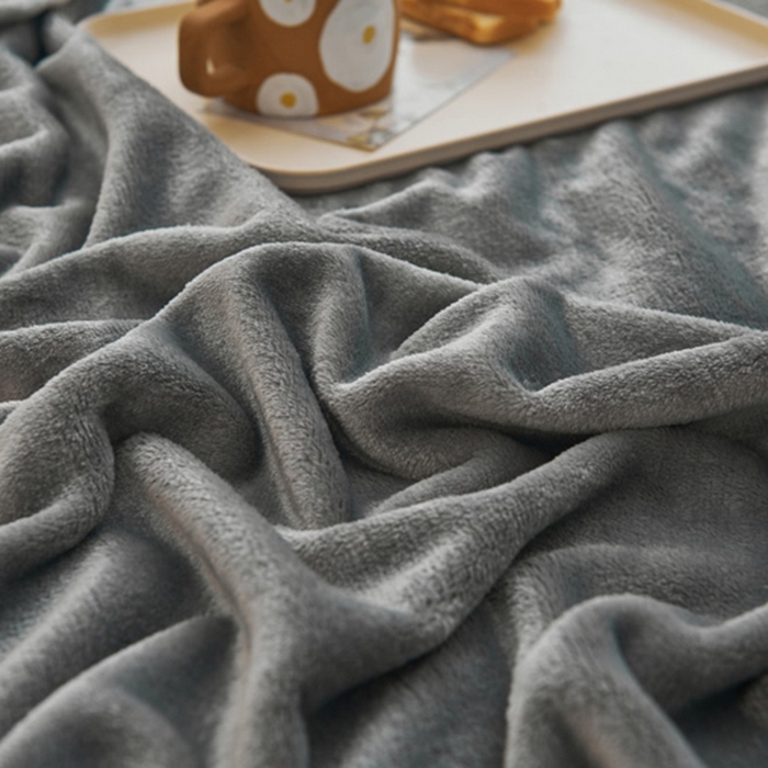 91家纺网 家纺一手货源 找家纺 宅部落 2026新款云貂绒纯色毯子300克毛毯法莱绒盖毯牛奶绒毛毯 深灰