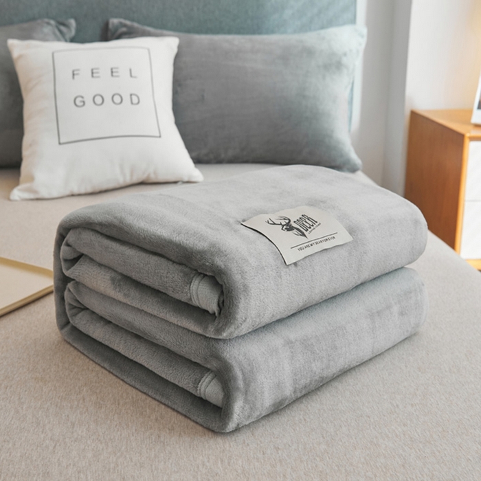 91家纺网 家纺一手货源 找家纺 宅部落 2026新款云貂绒纯色毯子300克毛毯法莱绒盖毯牛奶绒毛毯 深灰