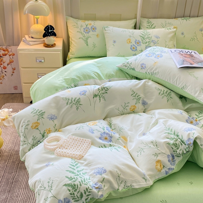 91家纺网 家纺一手货源 找家纺 红日子纺织品 2026春夏新款小清新12868全棉纯棉学生卡通款单被套被套单件 拾光花间