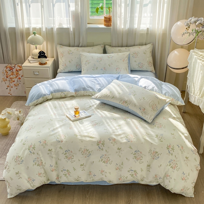 91家纺网 家纺一手货源 找家纺 红日子纺织品 2026春夏新款小清新12868全棉纯棉学生卡通款单被套被套单件 遥遥花期