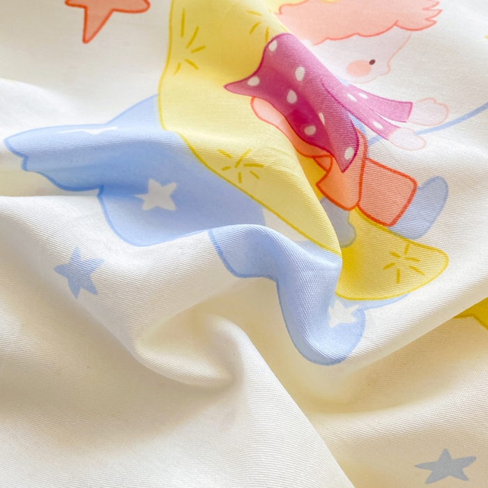 91家纺网 家纺一手货源 找家纺 红日子纺织品 2026春夏新款小清新12868全棉纯棉学生卡通款单被套被套单件 月光小曲