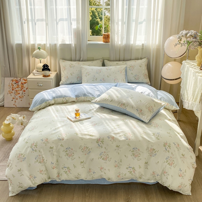 91家纺网 家纺一手货源 找家纺 红日子纺织品 2026春夏新款小清新12868全棉纯棉学生卡通款单被套被套单件 遥遥花期