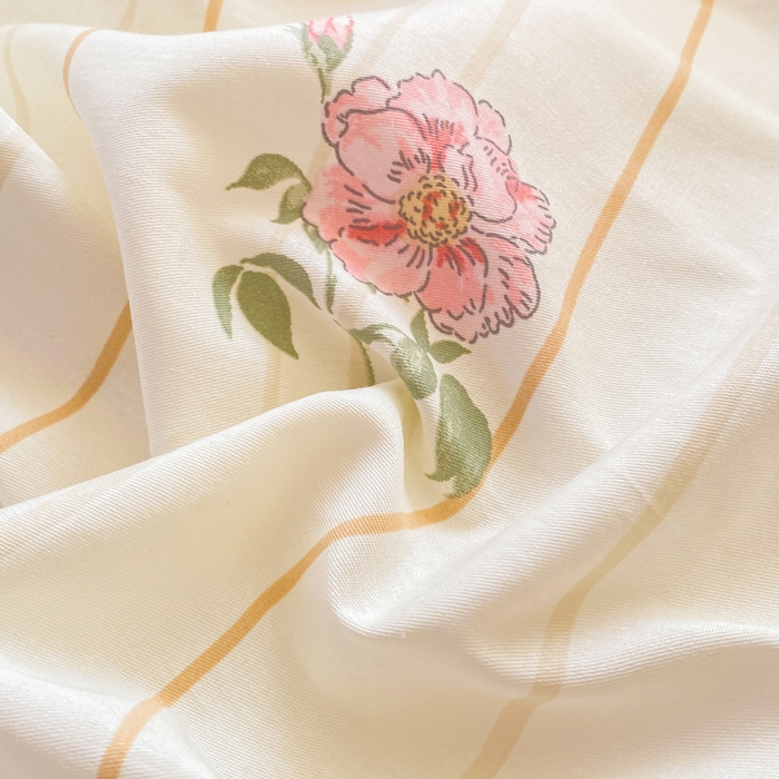 91家纺网 家纺一手货源 找家纺 红日子纺织品 2026春夏新款小清新12868全棉纯棉学生卡通款单被套被套单件 芸雅花开