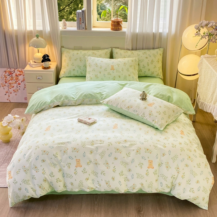 91家纺网 家纺一手货源 找家纺 红日子纺织品 2026春夏新款小清新12868全棉纯棉学生卡通款单被套被套单件 丽都倩影