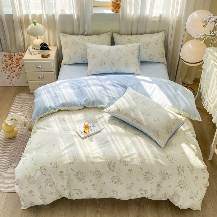 91家纺网 家纺一手货源 找家纺 红日子纺织品 2026春夏新款小清新12868全棉纯棉学生卡通款单被套被套单件 遥遥花期