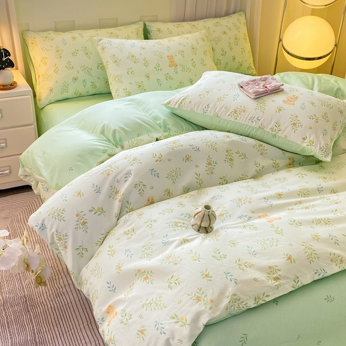 91家纺网 家纺一手货源 找家纺 红日子纺织品 2026春夏新款小清新12868全棉纯棉学生卡通款单被套被套单件 丽都倩影