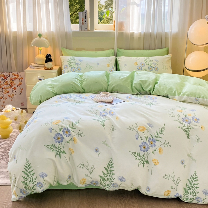 91家纺网 家纺一手货源 找家纺 红日子纺织品 2026春夏新款小清新12868全棉纯棉学生卡通款单被套被套单件 拾光花间