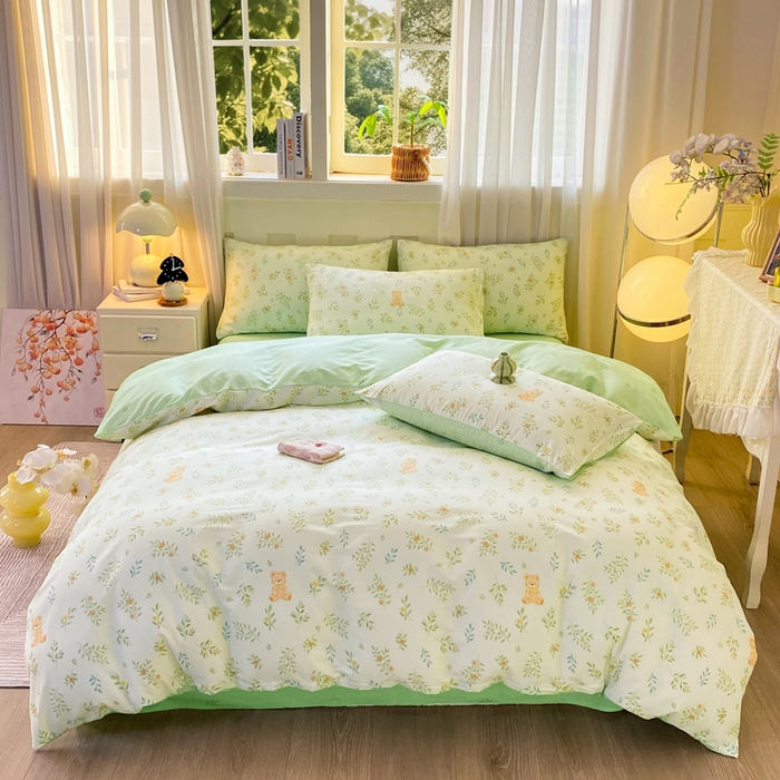 91家纺网 家纺一手货源 找家纺 红日子纺织品 2026春夏新款小清新12868全棉纯棉学生卡通款单被套被套单件 丽都倩影