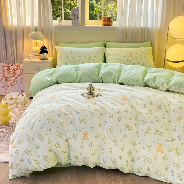 91家纺网 家纺一手货源 找家纺 红日子纺织品 2026春夏新款小清新12868全棉纯棉学生卡通款单被套被套单件 丽都倩影