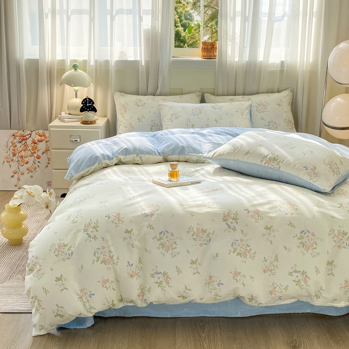 91家纺网 家纺一手货源 找家纺 红日子纺织品 2026春夏新款小清新12868全棉纯棉学生卡通款单被套被套单件 遥遥花期