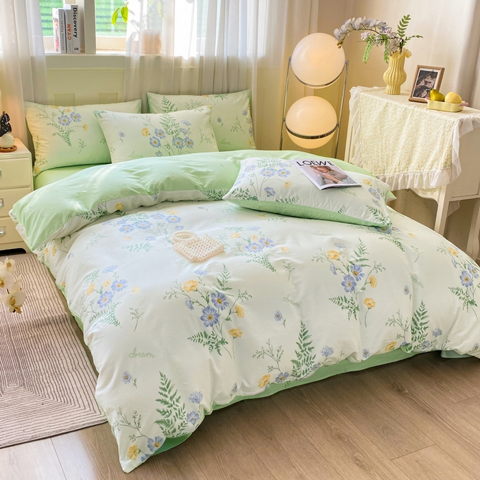 91家纺网 家纺一手货源 找家纺 红日子纺织品 2026春夏新款小清新12868全棉纯棉学生卡通款单被套被套单件 拾光花间