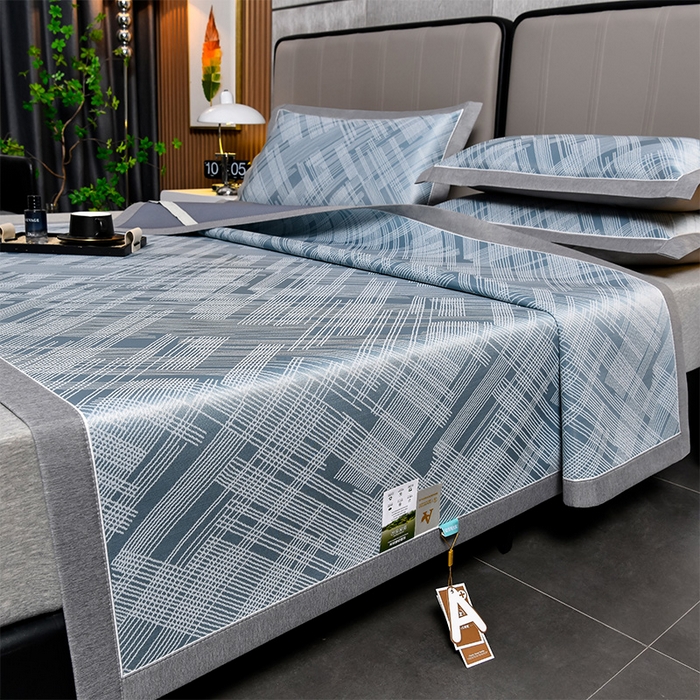 91家纺网 家纺一手货源 找家纺 小牛席业 2026新款清凉冰丝席凉席席子系列-简单生活 简单生活-蓝色