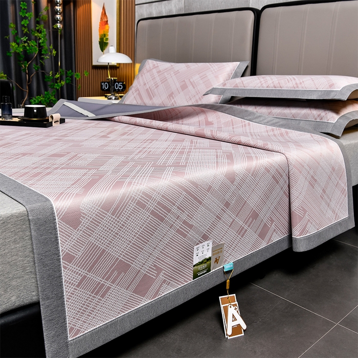 91家纺网 家纺一手货源 找家纺 小牛席业 2026新款清凉冰丝席凉席席子系列-简单生活 简单生活-粉色